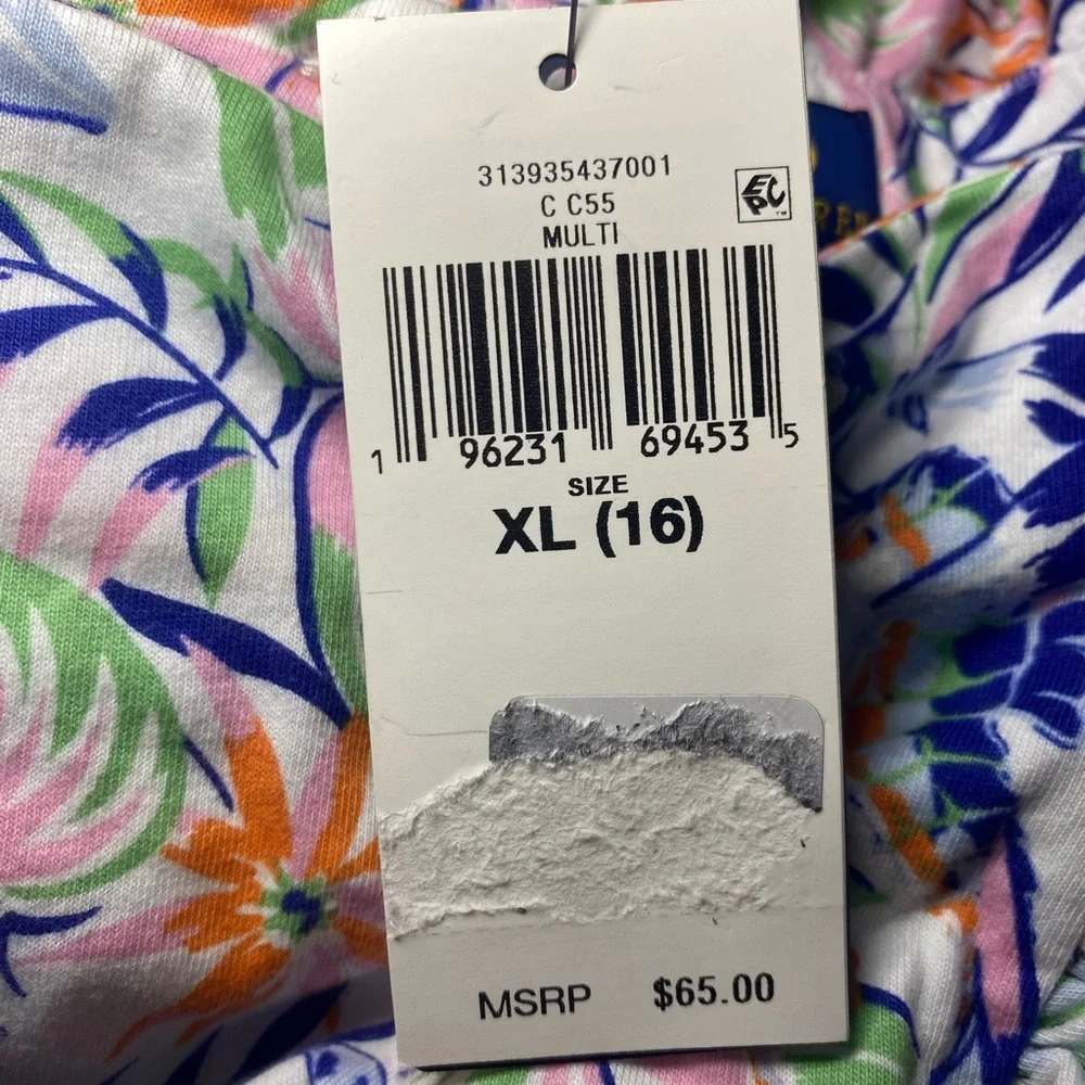 NWT Polo Ralph Lauren Girls Tropical Print Ruffled‎ Romper Multi-Color Summer
